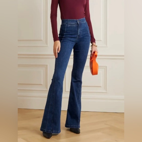 Veronica Beard Denim - Veronica Beard Sheridan Exaggerated Flare Jeans Washed Oxford Size 31/12 NWT